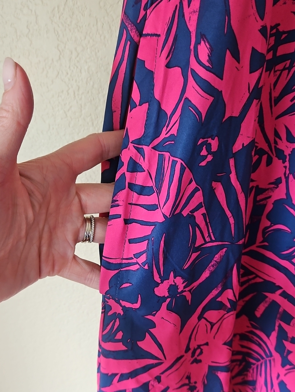Columbia Sleeveless Tropical Print Shift Dress - Pink & Blue Large - Picture 2 of 6